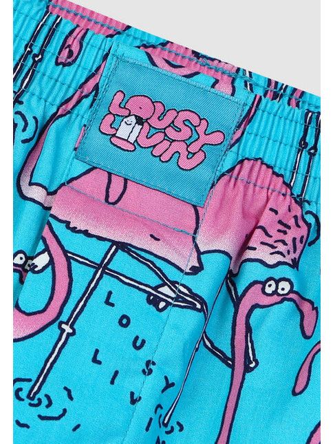 Cleptomanicx Boxershort Greater Flamingos scuba blue