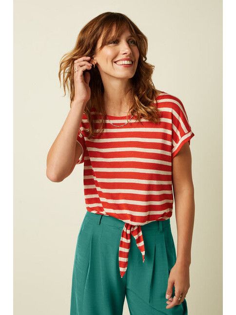 King Louie T-Shirt Aria Knot Shirt Marsy Linen Stripe sun o