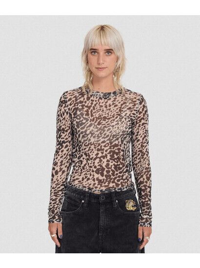 Volcom Longsleeve Tigardi Mesh Top  Animal Print