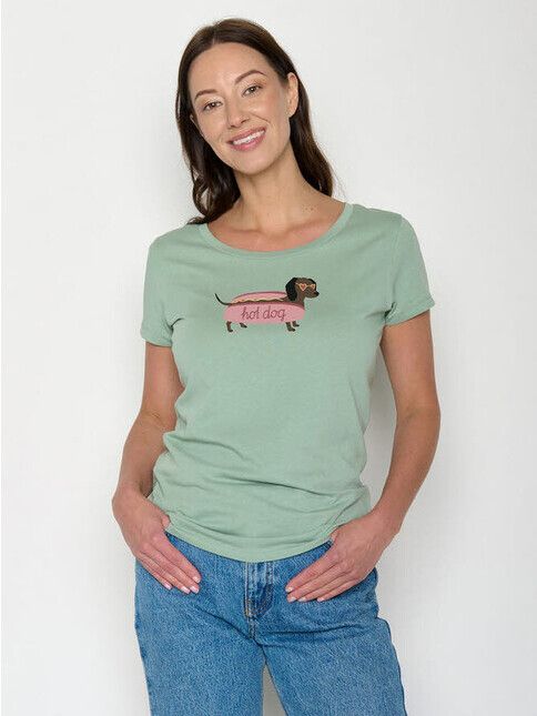 GreenBomb T-Shirt Hot Dog Loves pale green