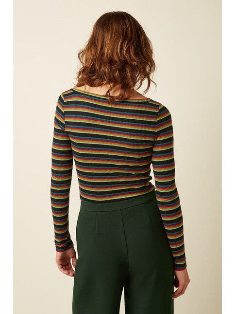 King Louie Longsleeve Lili Top Lottie Stripe Botanical Green |