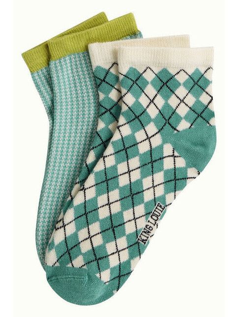 King Louie Socken Socks Short 2-Pack Argyle matcha green