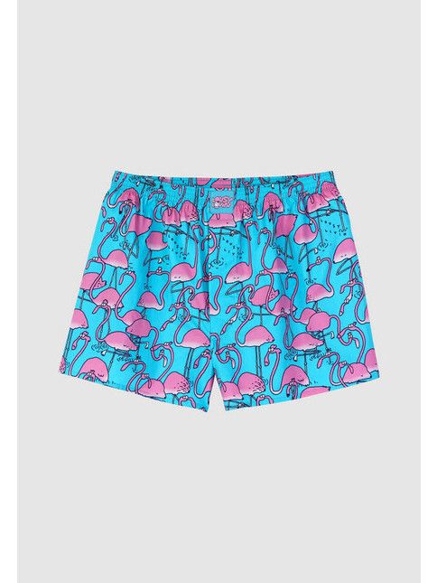 Cleptomanicx Boxershort Greater Flamingos scuba blue
