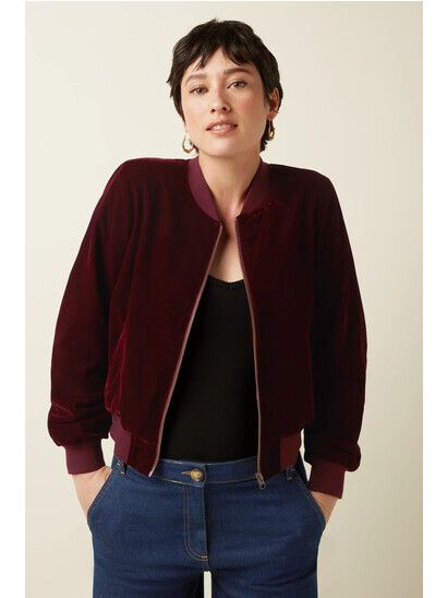 King Louie Jacke Bessie Jacket Gamine Velvet bordeaux red