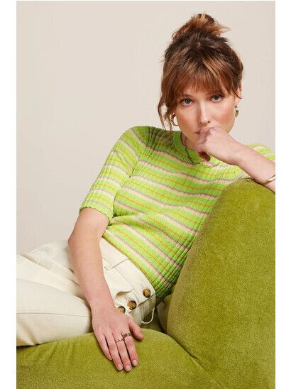 King Louie Pullover Agnes Rib Top paradise green
