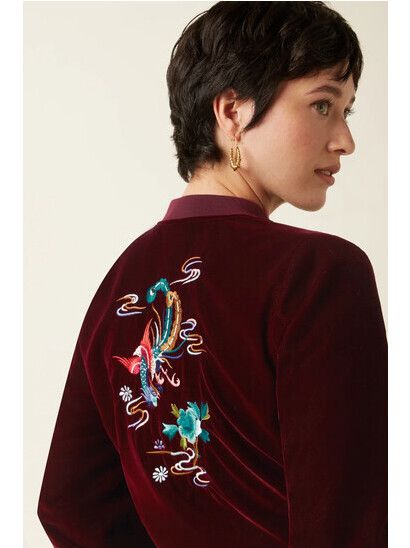 King Louie Jacke Bessie Jacket Gamine Velvet bordeaux red