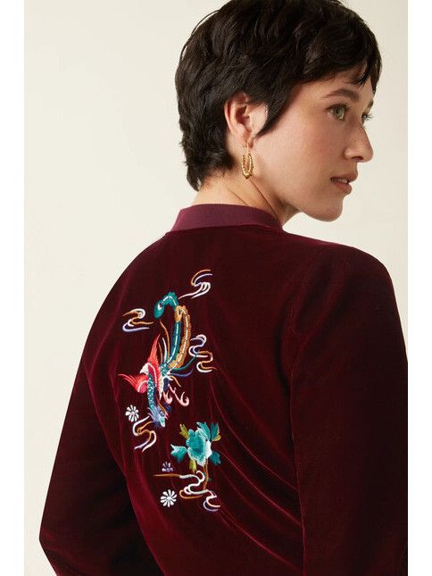 King Louie Jacke Bessie Jacket Gamine Velvet bordeaux red