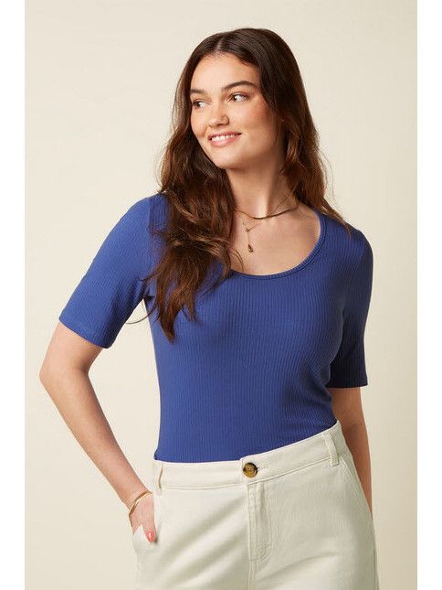 King Louie T-Shirt Carice Top Uni Rib amparo blue