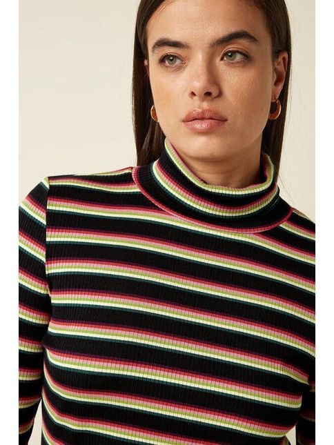 King Louie Longsleeve Rollneck Top Lottie Stripe Imperial Purp