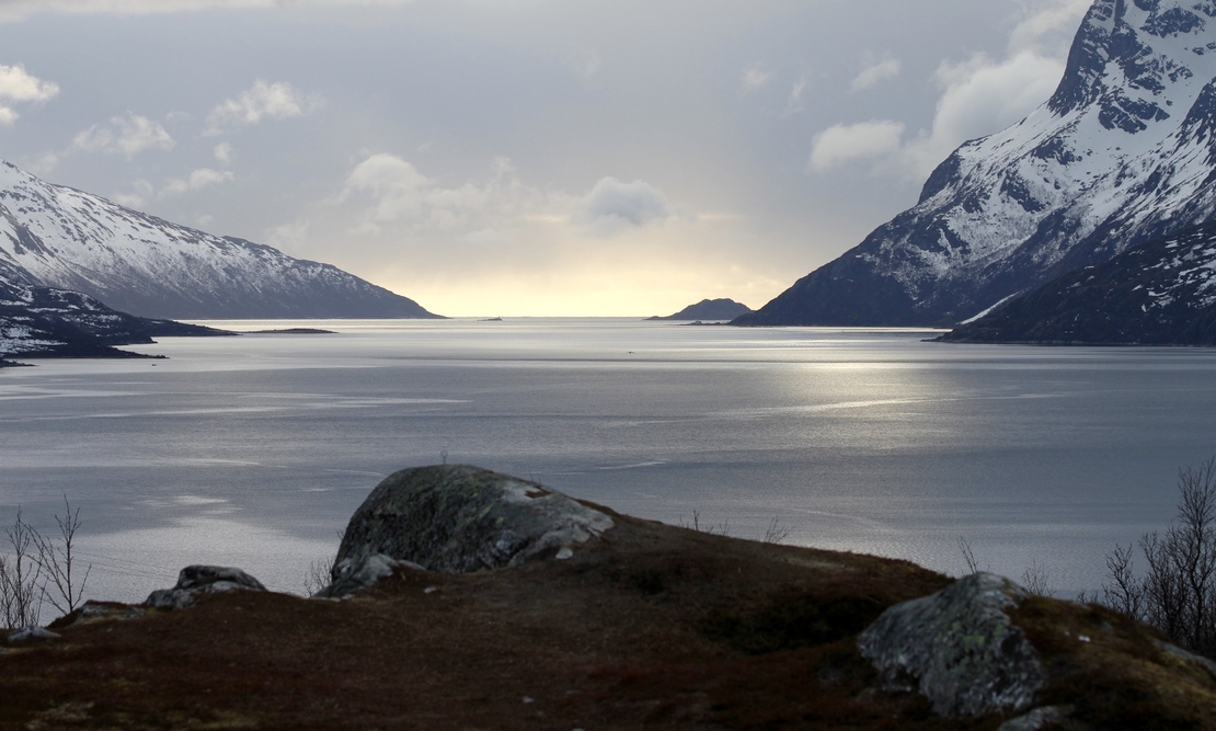 Beautiful fjord next to Tromso direction to Kvayola