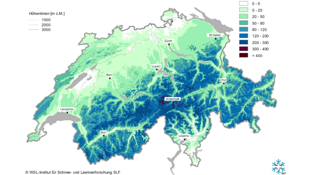 Schneeinfo und Schneekarten in der Schweiz